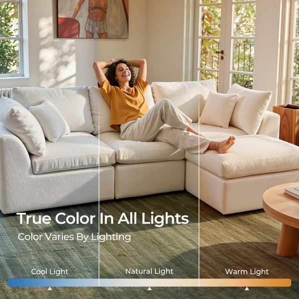 108" Cloud Modular Sectional Sofa with Washable Covers & Ottoman