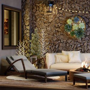 PE Rattan Chaise Lounge Chair Set of 2 with Cushion & Armrests