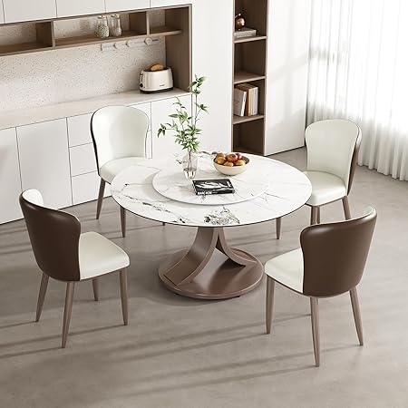 Oval Sintered Stone Dining Table Set with Stainless Steel Base
