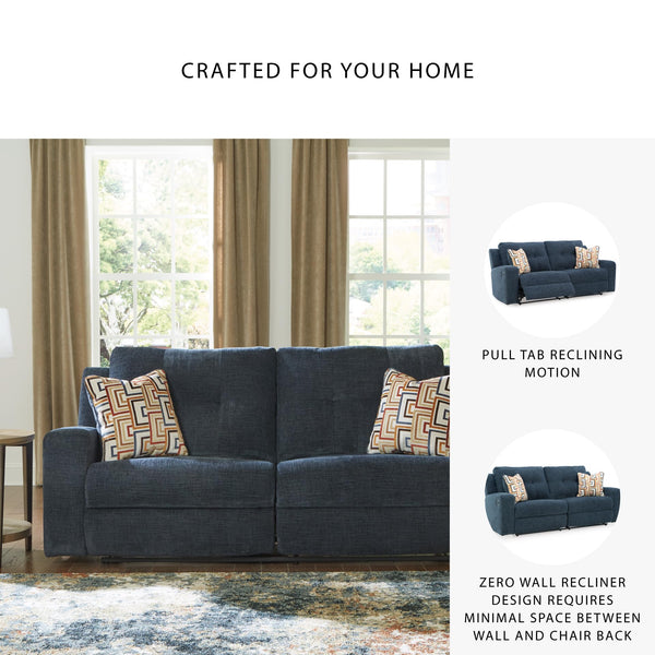 Reclining Sofa Set with Tufted Back & Pull Tab — Polyester Upholstery