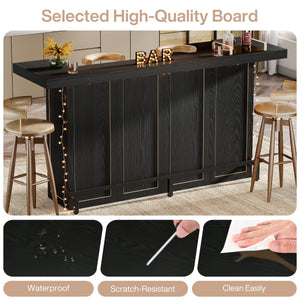 4-Tier Bar Table with Wine Glass Holder & Storage Shelves