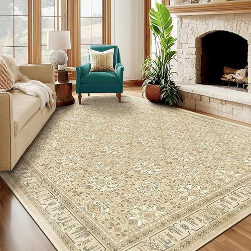 9x12 Moroccan Boho Area Rug – Washable, Non-Slip, Low Pile