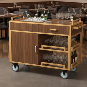 3-Tier Bar Cart with Wheels & Storage | Dark Walnut