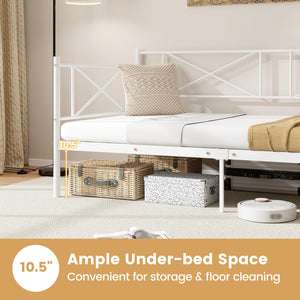 Twin Metal Daybed Frame with Headboard and Storage