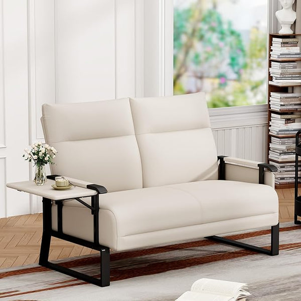 50" Loveseat Sofa with Foldable Side Table