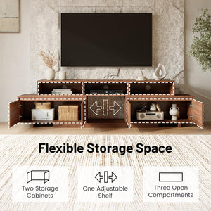 Extendable TV Stand 63"-94.5" with Storage Cabinets & Cable Management