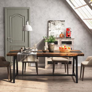 Large Rectangular Dining Table – Metal Frame, Seats 6–8