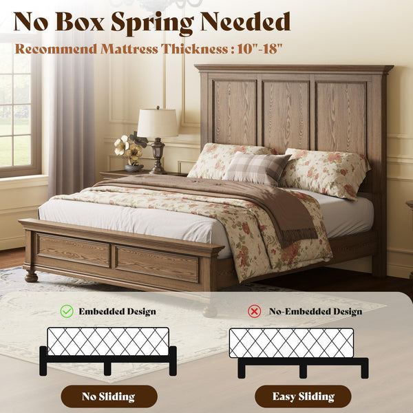 Solid Wood 3-Piece King Bedroom Set with Nightstands