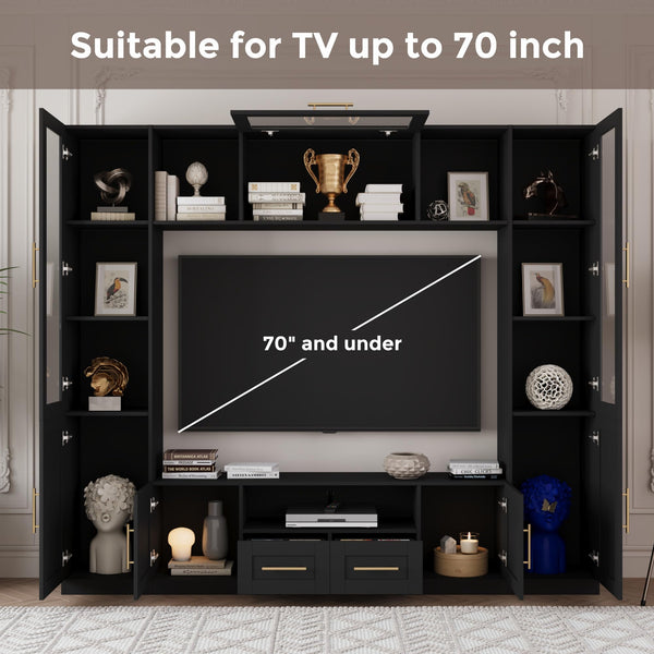 94" Wall Unit Entertainment Center with LED Lights