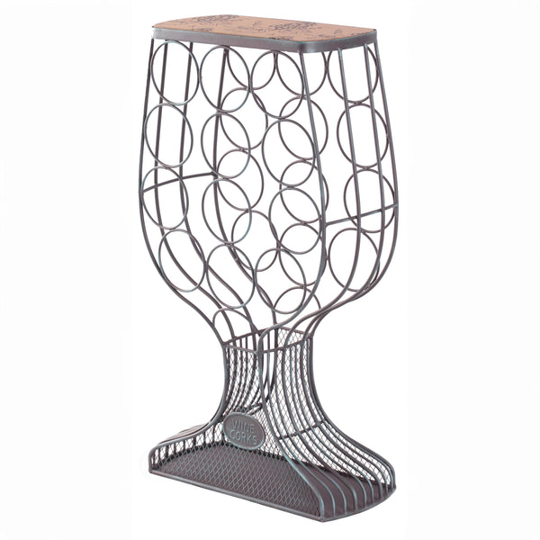 Floor Standing Wine Rack with Cork Holder