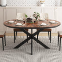 Extendable Round Dining Table with Removable Leaf, Seats 4–6, Walnut