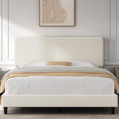 Upholstered Platform Bed Frame with Adjustable Headboard