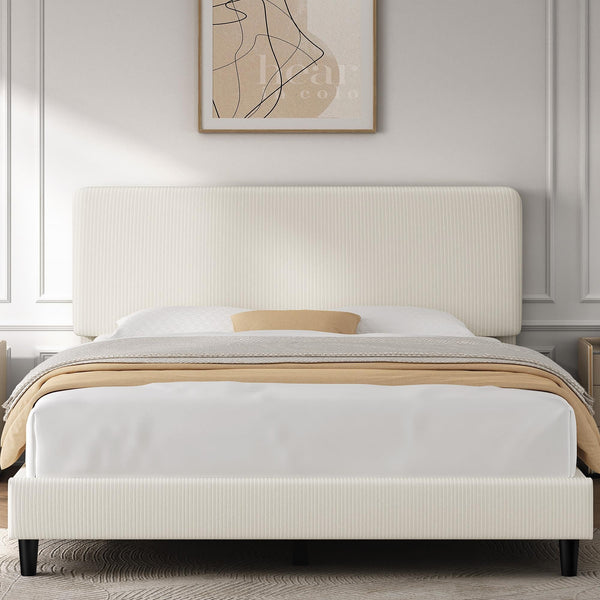Upholstered Platform Bed Frame with Adjustable Headboard