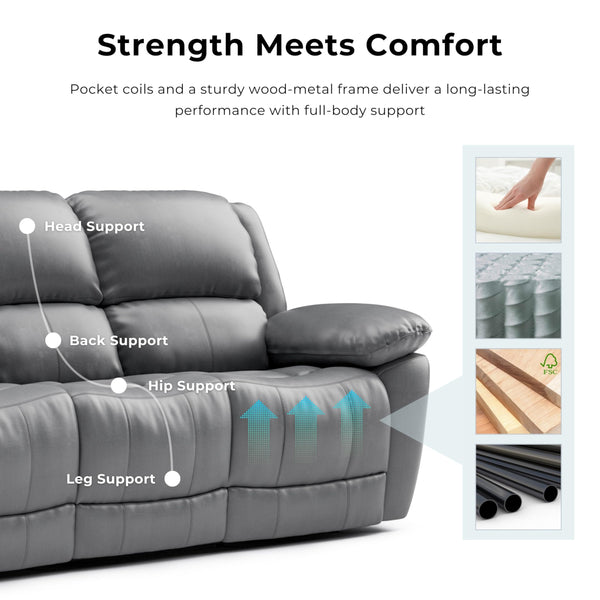 3-Piece Recliner Sofa Set – Leather Sectional with Loveseat & Arm Chair