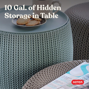 Outdoor Pouf Ottoman Set with Storage Table