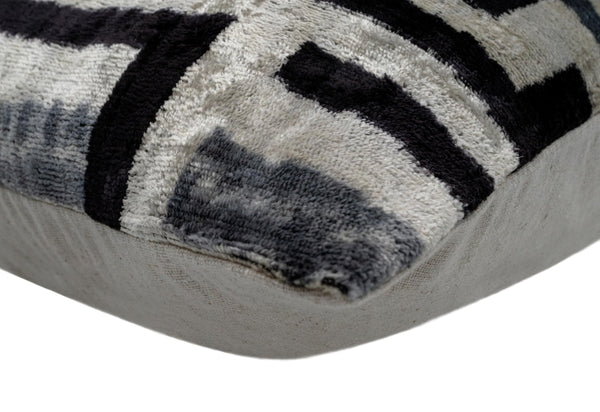 Black White Gray Velvet Throw Pillow Cover with Down Feather Insert