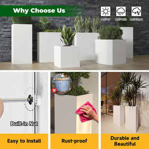 Tall Metal Outdoor Planter Box with Removable Shelf