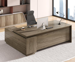 L-Shaped Executive Desk with Power Outlets & Storage