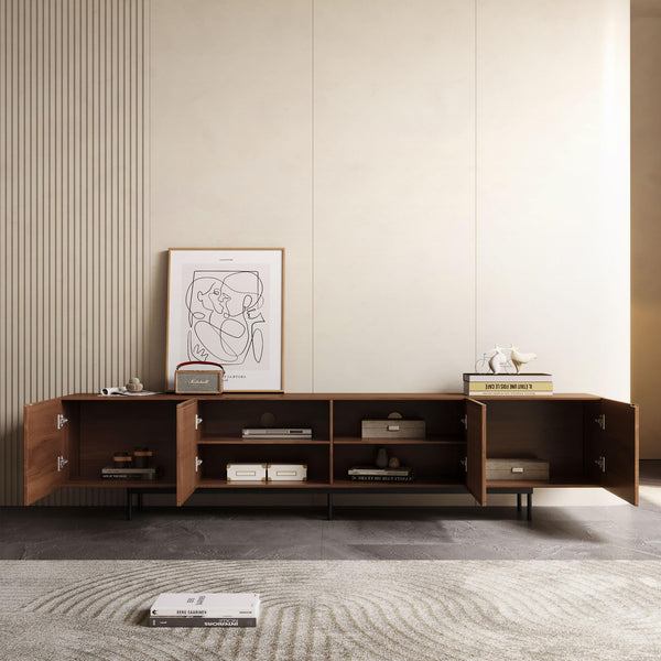 Mid-Century Modern TV Stand with Storage – Fits TVs Up to 80 Inches