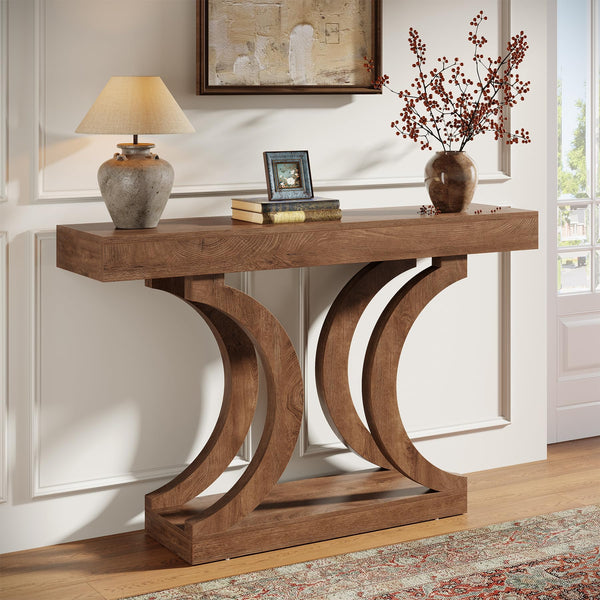 43-Inch Narrow Console Table with Curved Legs