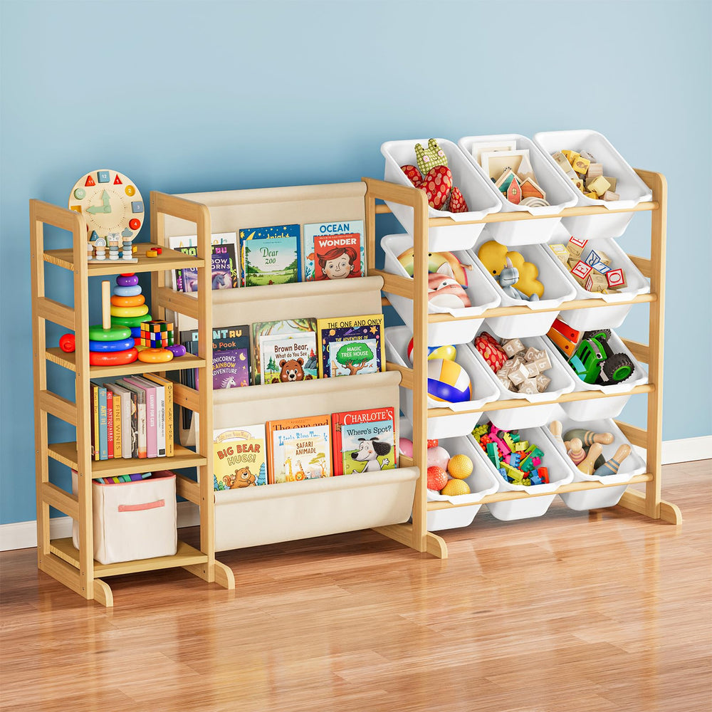 3-Tier Kids Toy Storage Organizer with 4 Shelves & 12 Bins