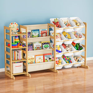 3-Tier Kids Toy Storage Organizer with 4 Shelves & 12 Bins