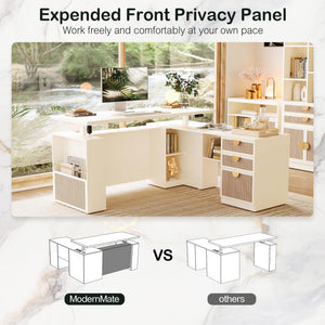 63" L-Shaped Electric Standing Desk with File Cabinet