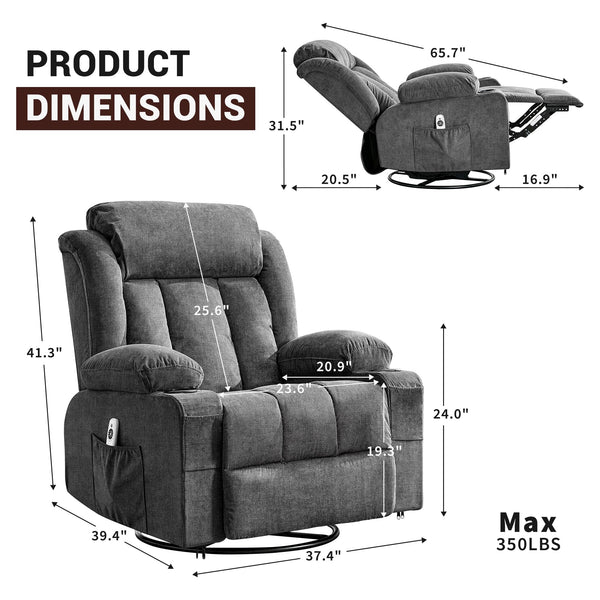 Swivel Glider Rocking Recliner Chair with Cup Holder