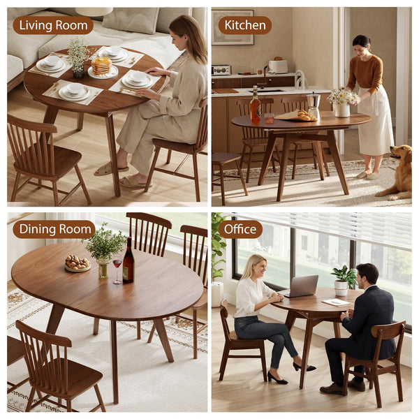 Solid Wood Expandable Round Dining Table