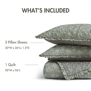 Reversible Vintage Floral Quilt Set with Shams – Queen & King