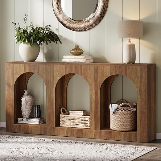 70.9" Console Table with 3 Arched Shelves