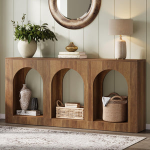 70.9" Console Table with 3 Arched Shelves