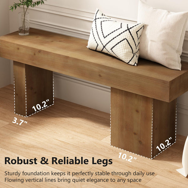 Farmhouse Solid Wood Entryway Bench 47.3"