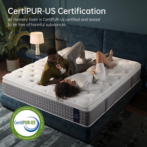 Queen Hybrid Mattress – Gel Memory Foam & Pocketed Coils, Euro Top, Medium Plush