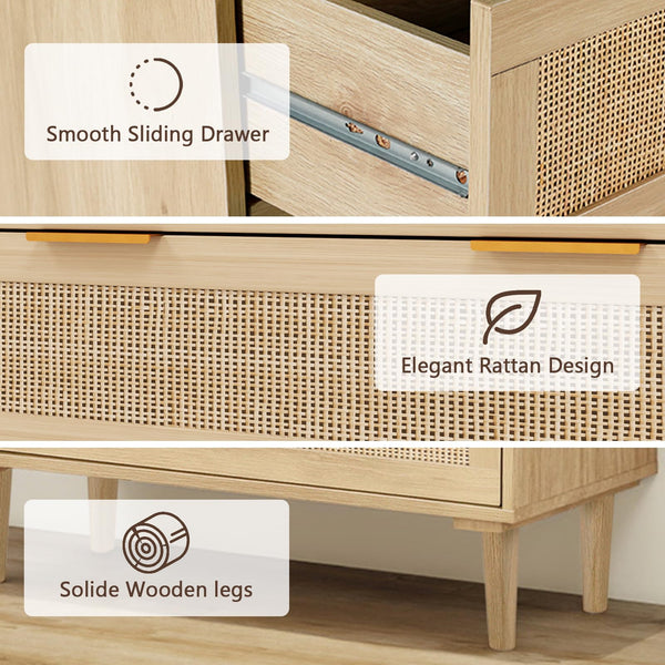 3-Drawer Rattan Dresser