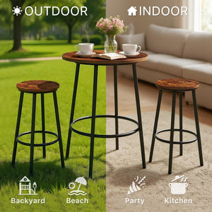3-Piece Round Pub Dining Set with 2 Counter Height Bar Stools
