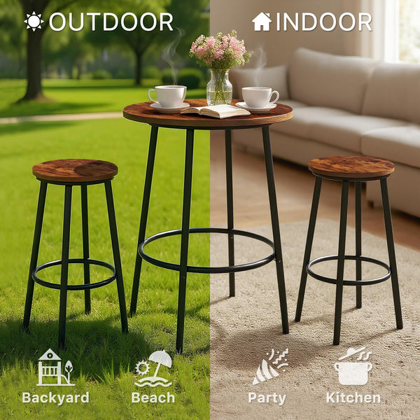 3-Piece Round Pub Dining Set with 2 Counter Height Bar Stools
