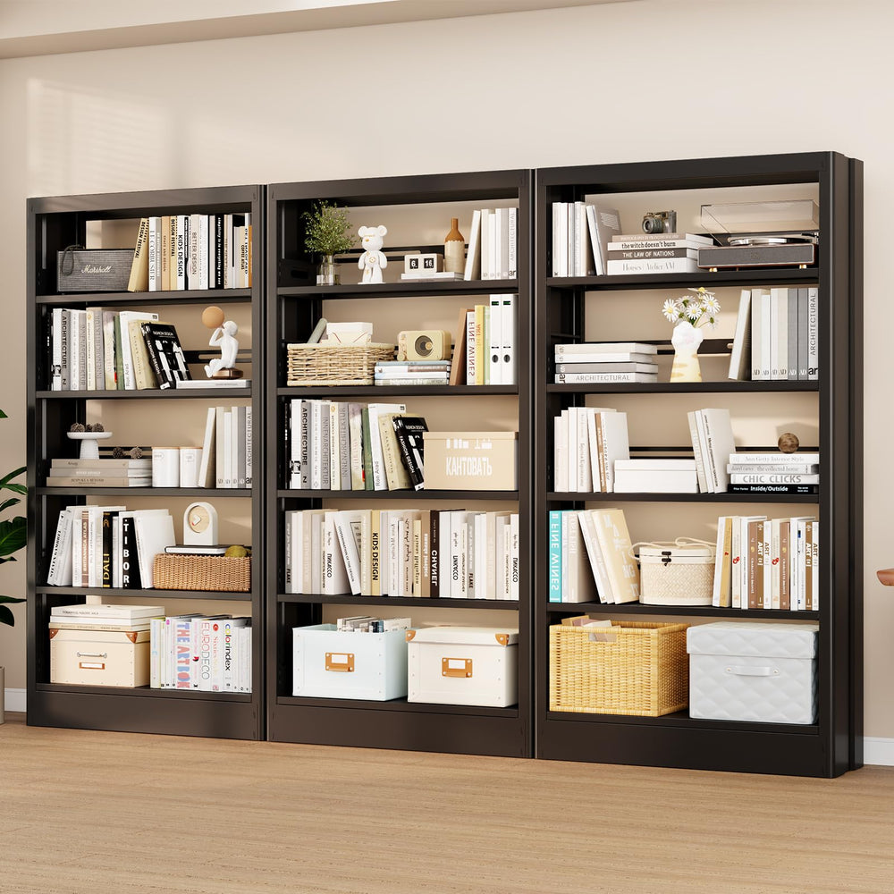 5-Tier Metal Bookshelf with Adjustable Shelves