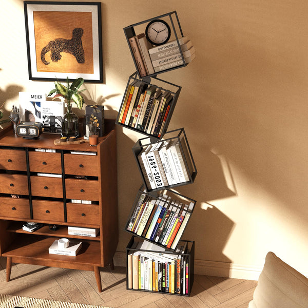 5-Tier Geometric Metal Bookshelf