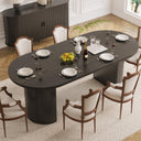 70.8 Inch Oval Dining Table for 4-6 | Modern Kitchen Table with Fluted Wood Strip Base