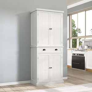 72" Tall Kitchen Pantry Cabinet with Drawer & Adjustable Shelves