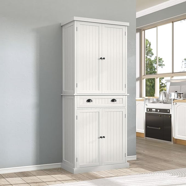 72" Tall Kitchen Pantry Cabinet with Drawer & Adjustable Shelves