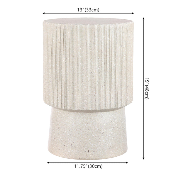 Round Tambour Accent Table – Terrazzo Finish