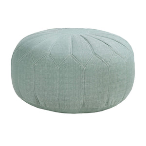 Oversized Round Pouf Ottoman – Seafoam Floral Fabric