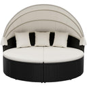 Round Patio Daybed with Retractable Canopy & Washable Cushions