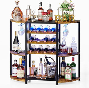 3-Tier Wine Bar Cabinet with LED Lights
