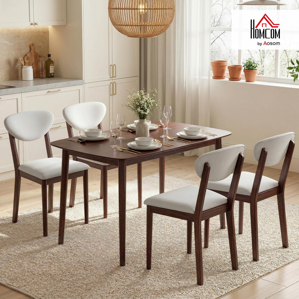 5-Piece Mid-Century Modern Dining Table and Chair Set for 4