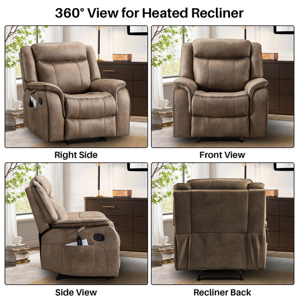 Massage Recliner Chair with Heat & Vibration – Faux Leather, Overstuffed, Wall Hugger