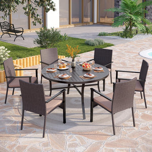 Round Outdoor Dining Table with Umbrella Hole