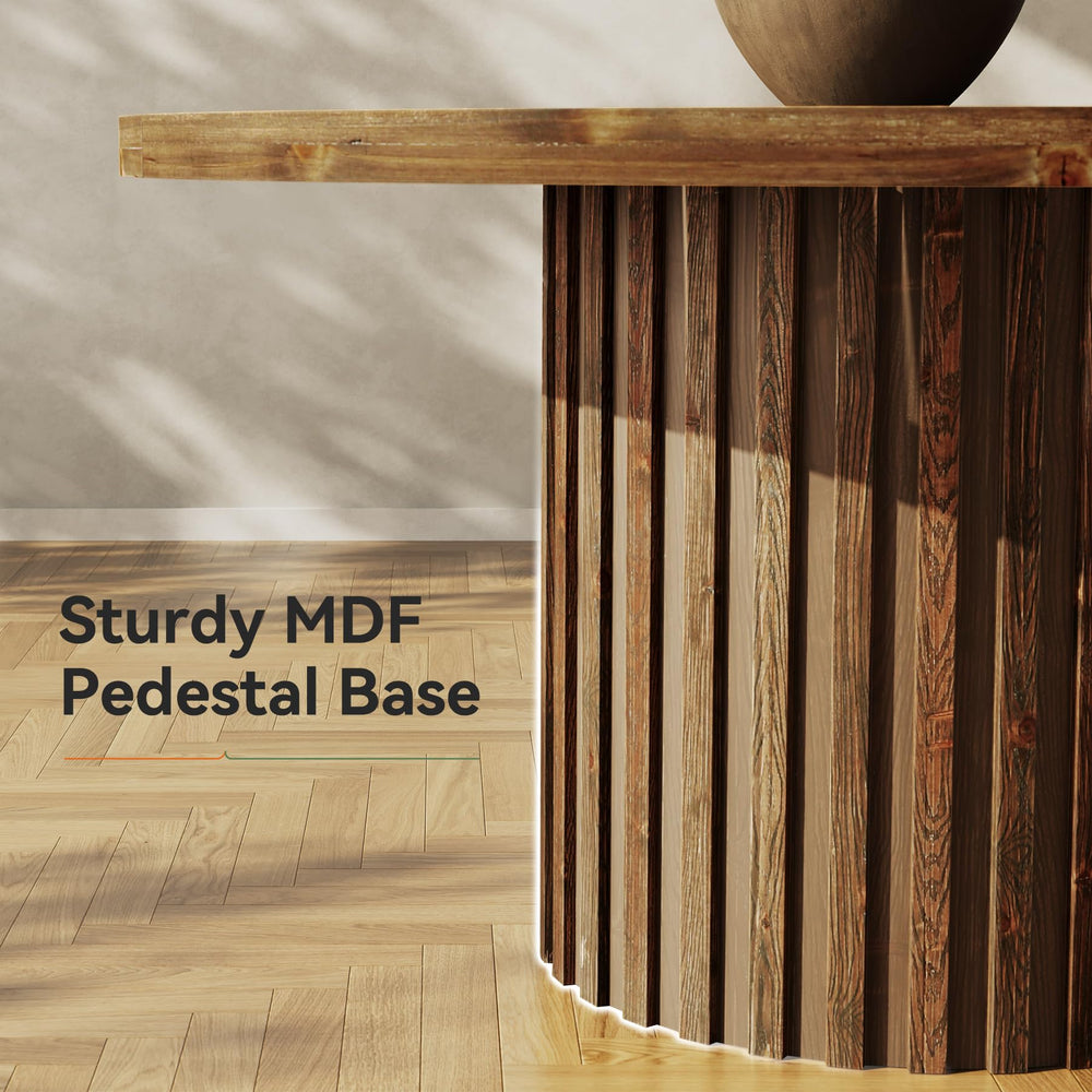 47" Round Solid Wood Dining Table – Farmhouse Pedestal Base